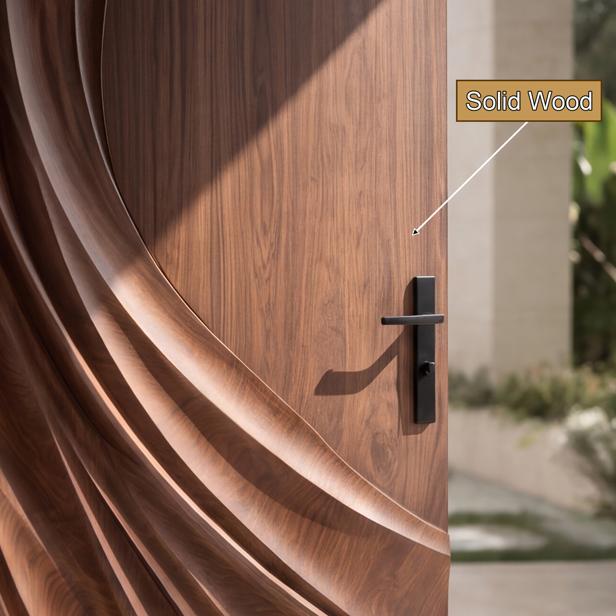 Velorell Radiating Fold Sculpted Handcrafted Door by Timberustic — solid wood detail