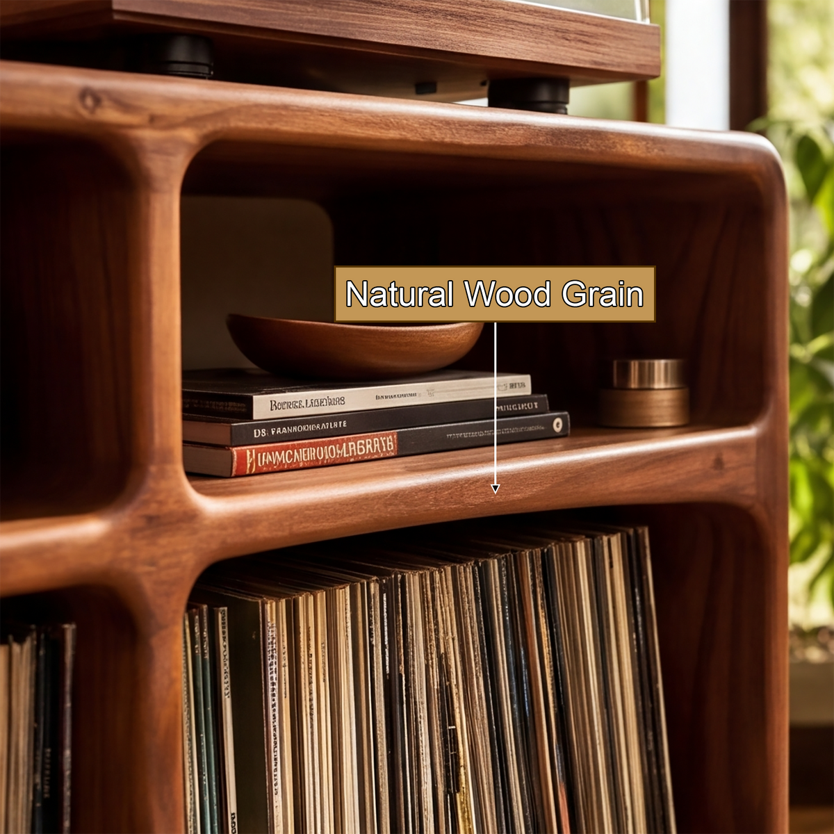Vireedrin Sculpted Rounded Cabinet Handcrafted Record Player Stand With Storage - Timberustic Record Player Stand With Storage