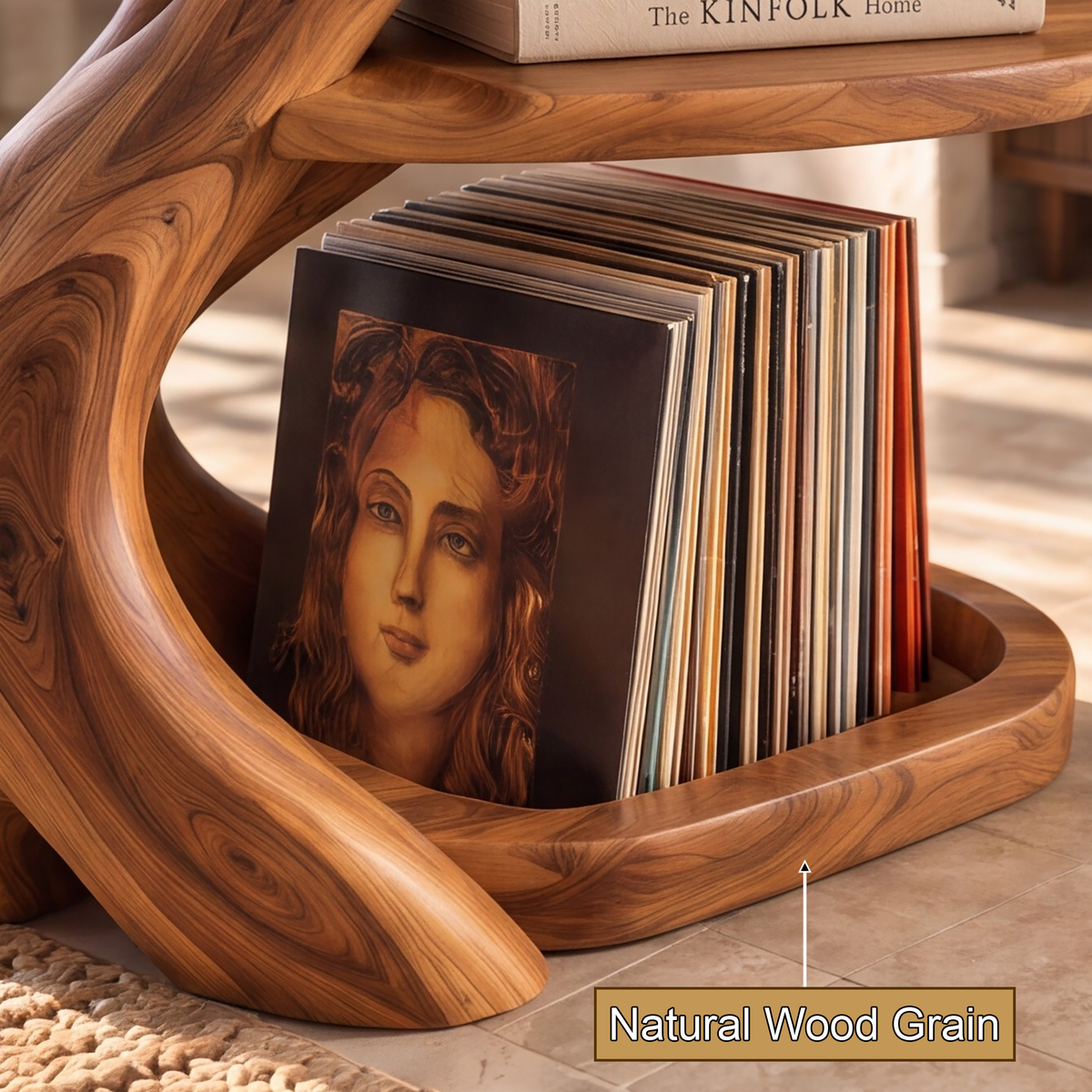 Vireevella Branching Sculpted Handcrafted Record Player Stand With Storage - Timberustic Record Player Stand With Storage