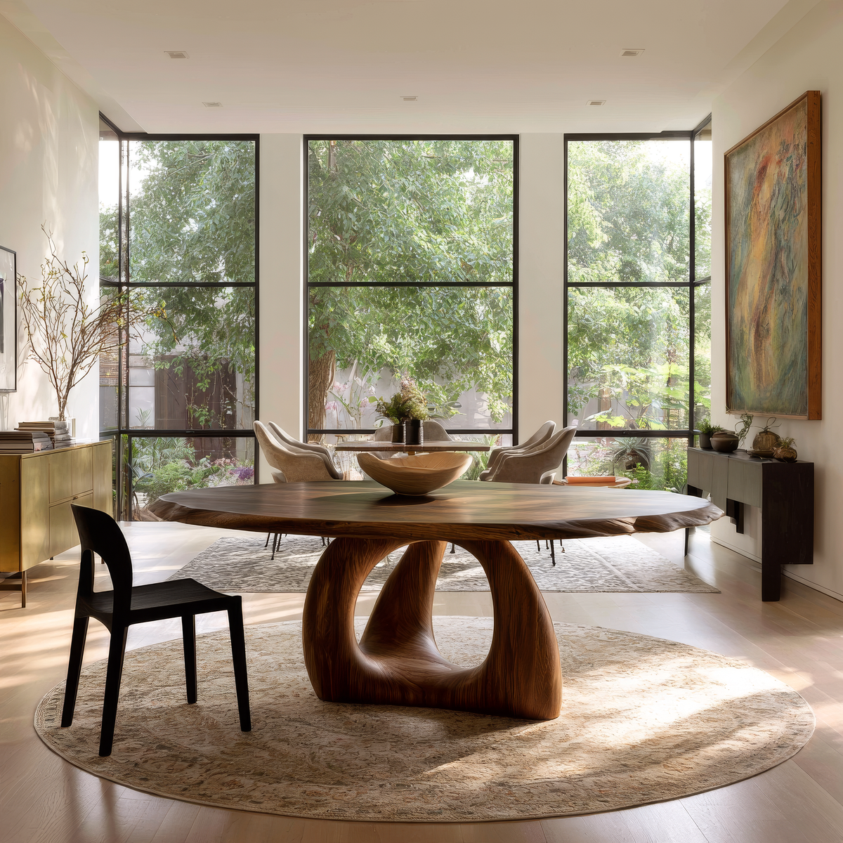 Vireewyn Round Live Edge Sculpted Base Handcrafted Round Dining Table by Timberustic — overall product view