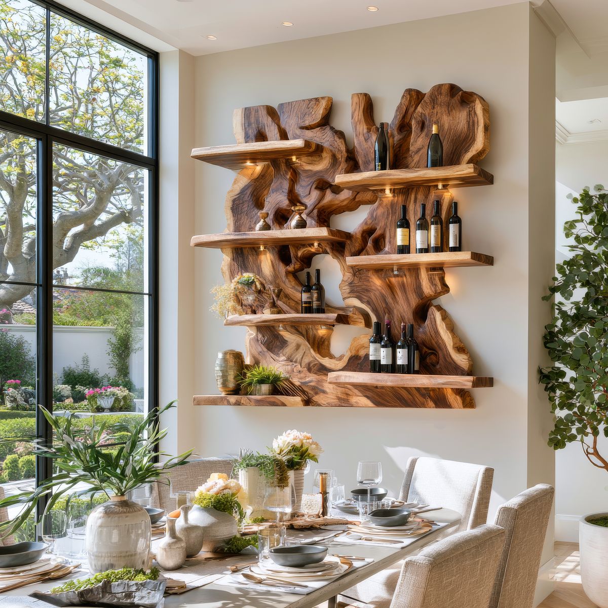 Viremont Live Edge Handcrafted Floating Wine Shelf by Timberustic — overall product view