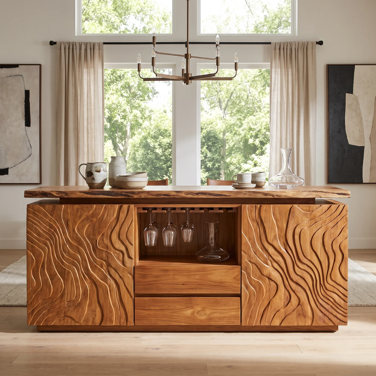 Aelewyn Relief-Front Wine Cabinet - Timberustic Wine Cabinet