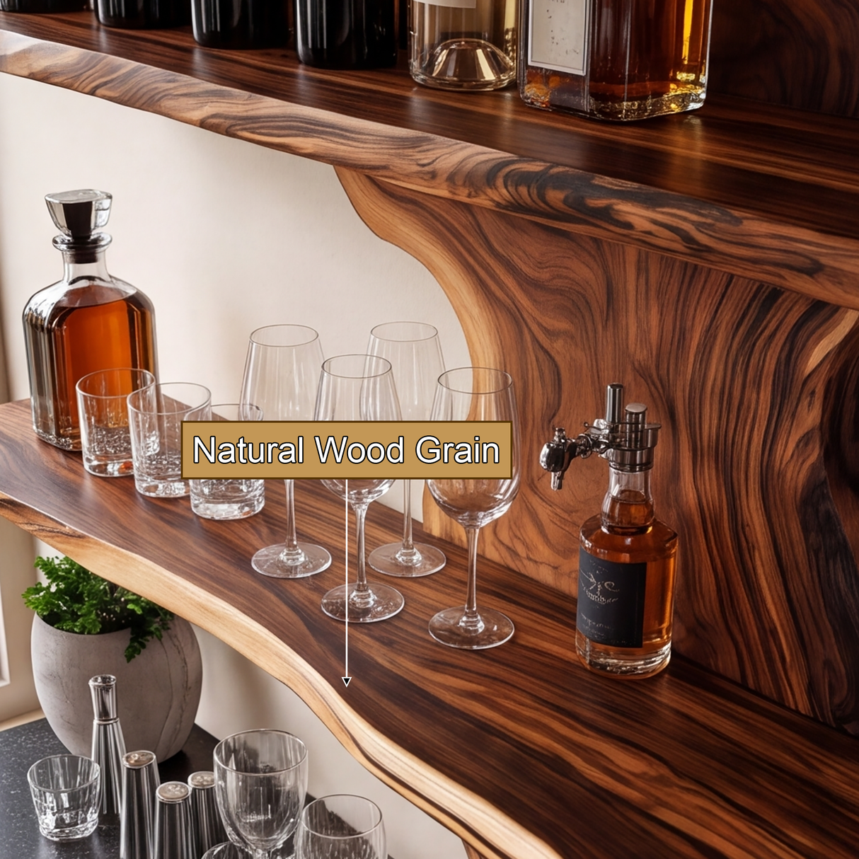 Ardemore Live Edge Solid Wood Floating Wine Shelf SPA245122