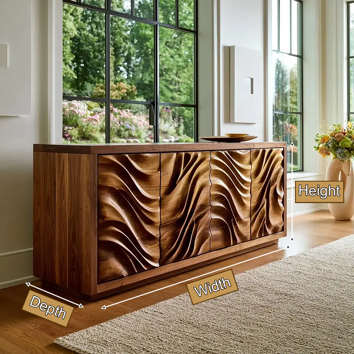 Aurelia Sculpted Solid Wood Sideboard Cabinet