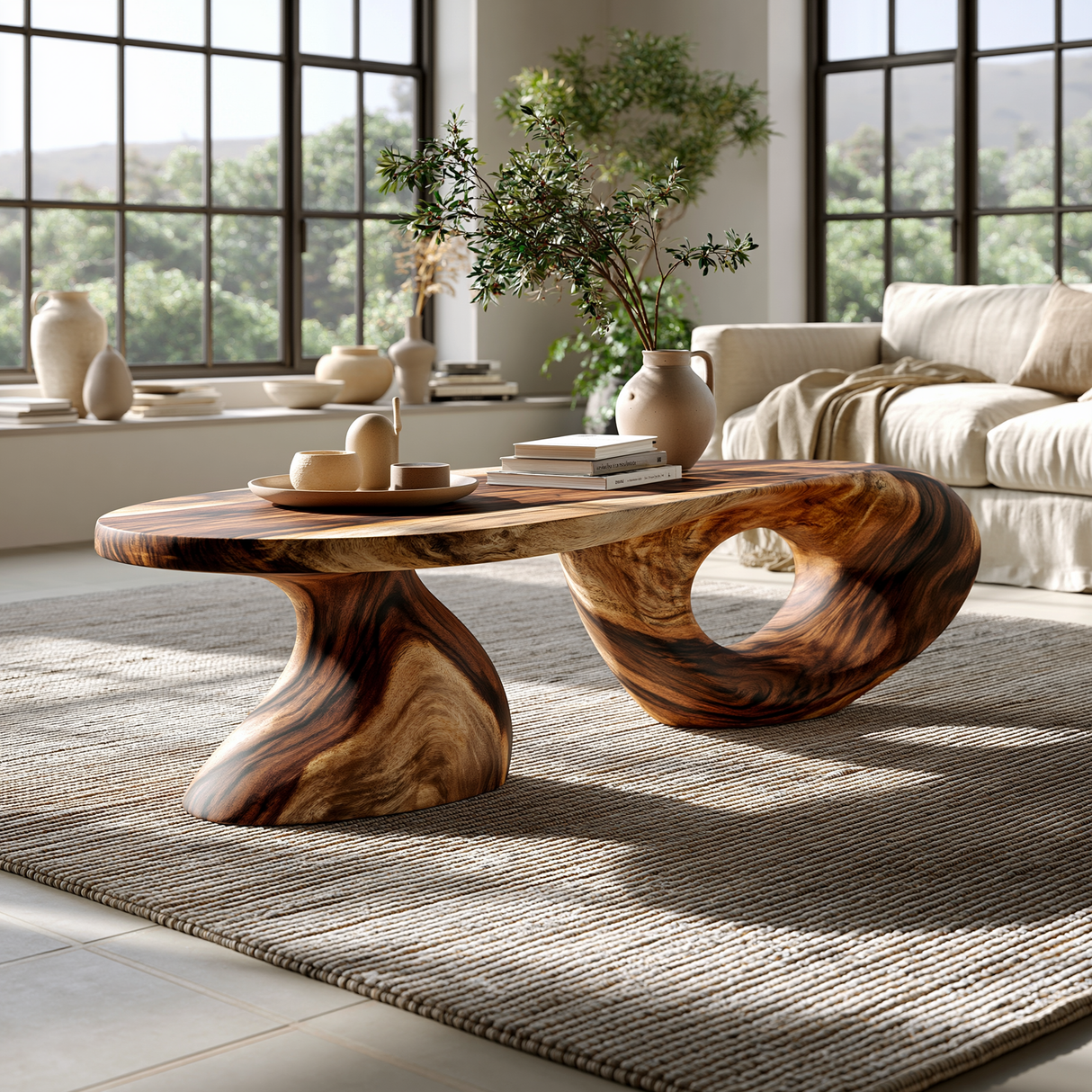 Aurelios Sculpted Solid Wood Coffee Table SPA015651 - TimbeRustic Coffee Table