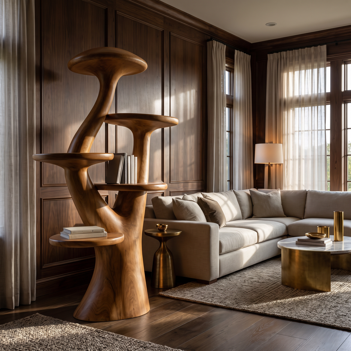 Auremyc Sculpted Solid Wood Mushroom Bookshelf