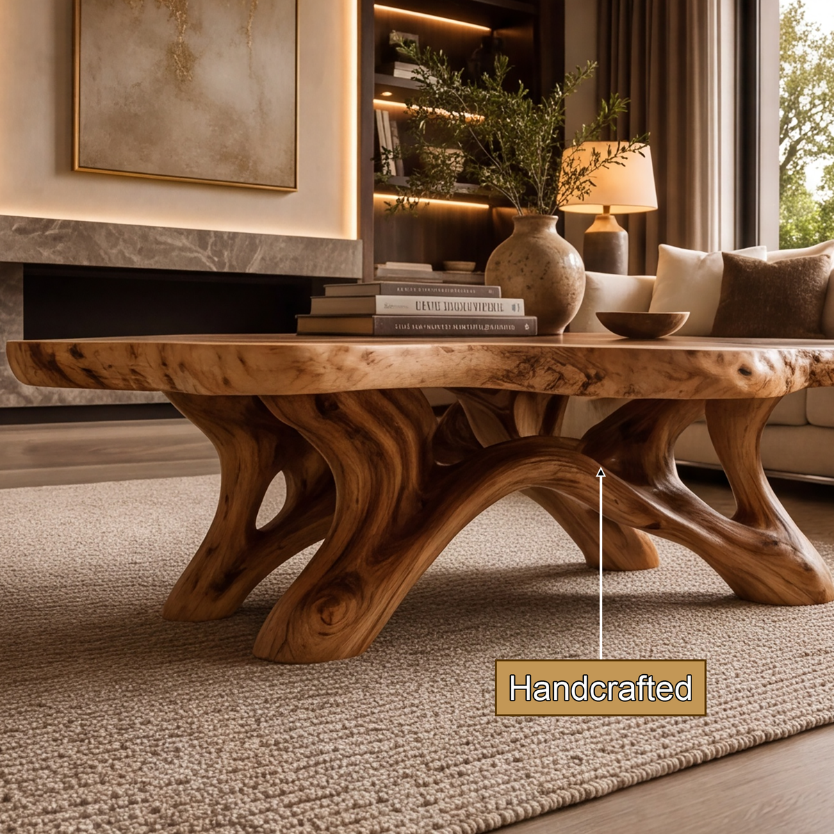 Aurevane Handcrafted Solid Wood Coffee Table