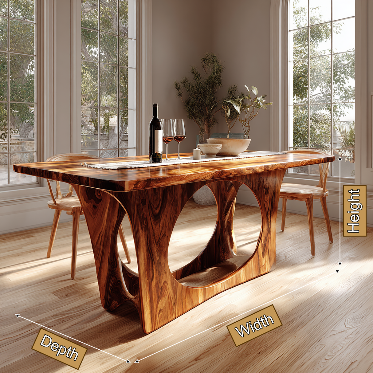 Aurevane Sculpted Solid Wood Dining Table - Timberustic Dining Table