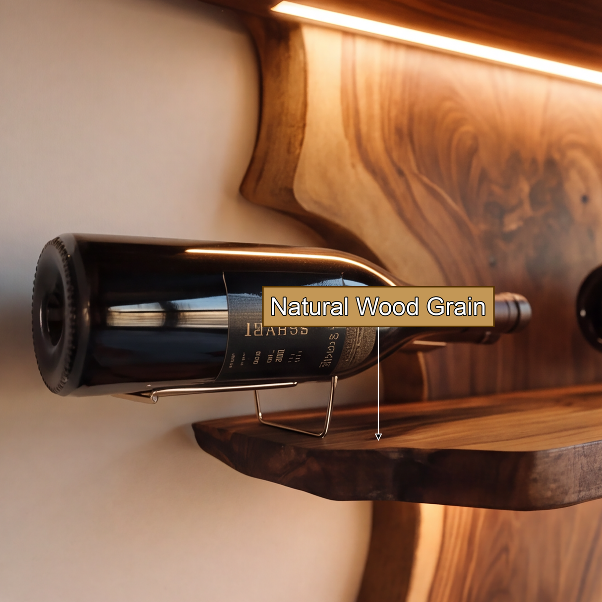Aurevik Live Edge Solid Wood Floating Wine Shelf SPA290525