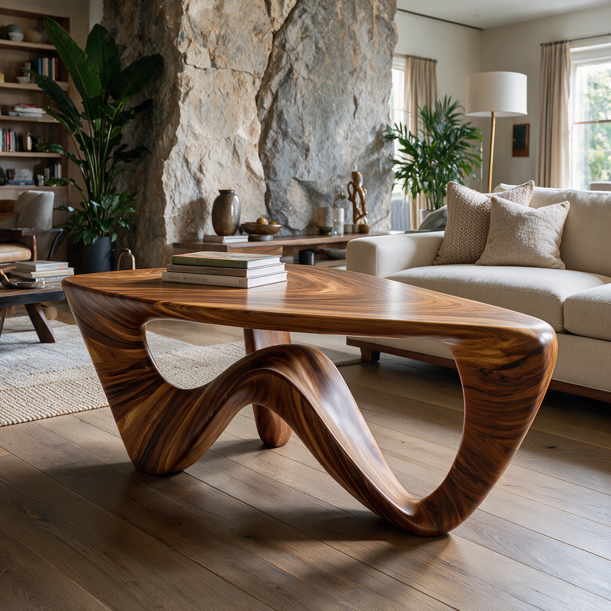 Aurevyn Sculpted Solid Wood Coffee Table Brown - Timberustic Coffee Table