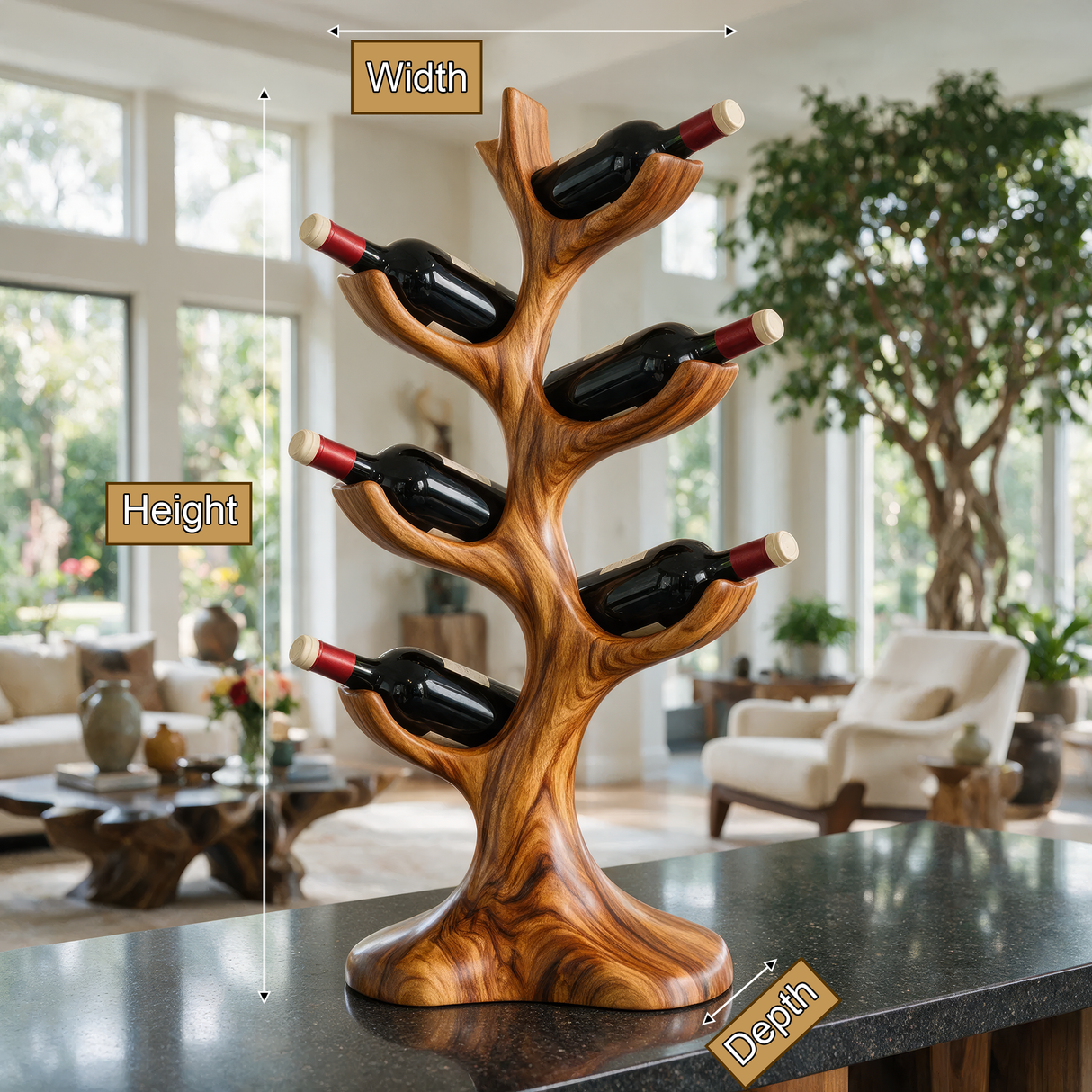Aurevyn Sculpted Solid Wood Wine Rack