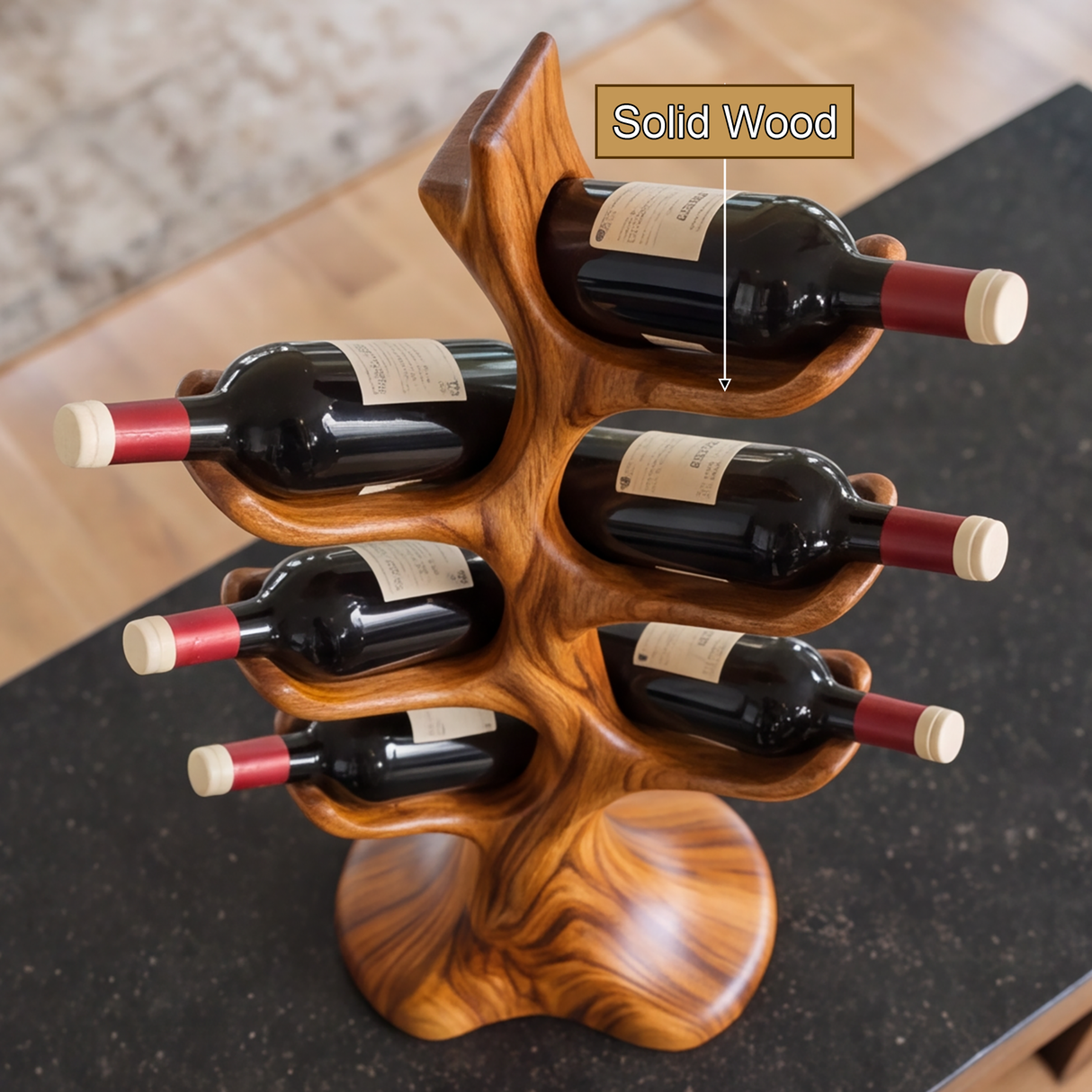 Aurevyn Sculpted Solid Wood Wine Rack