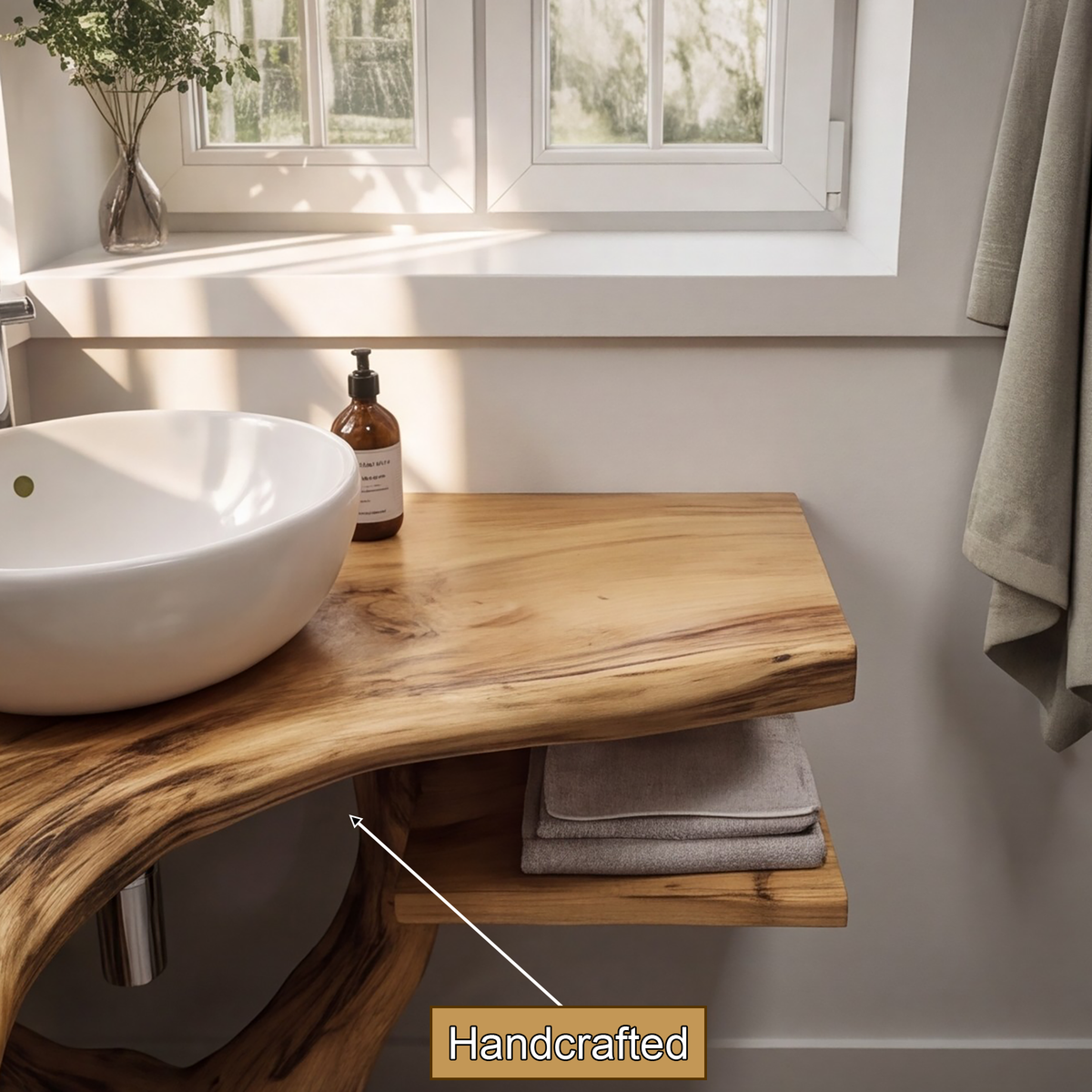 Branchform Solid Wood Corner Bathroom Vanity - Timberustic Corner Bathroom Vanity