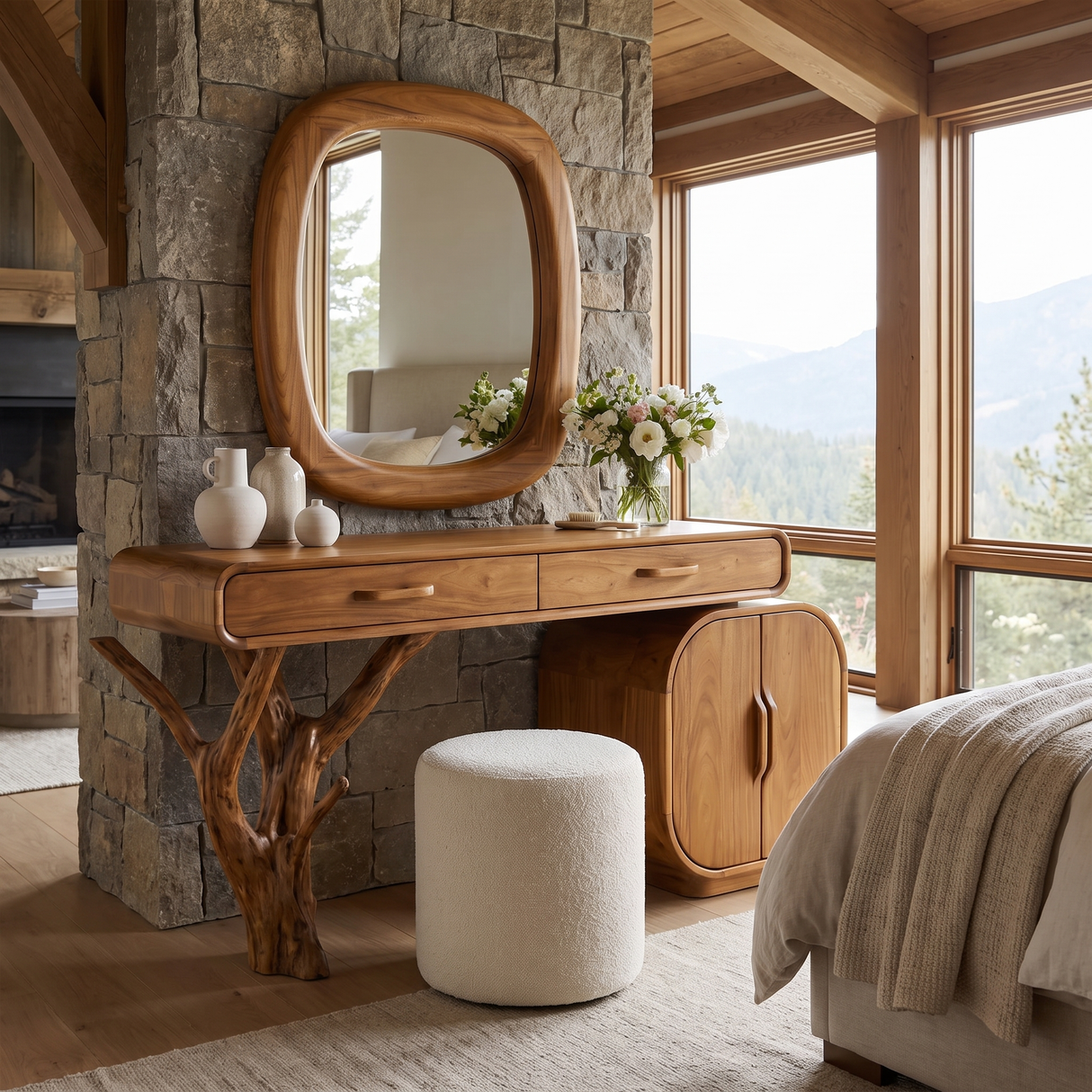 Branwyll Rootform Solid Wood Cosmetic Table