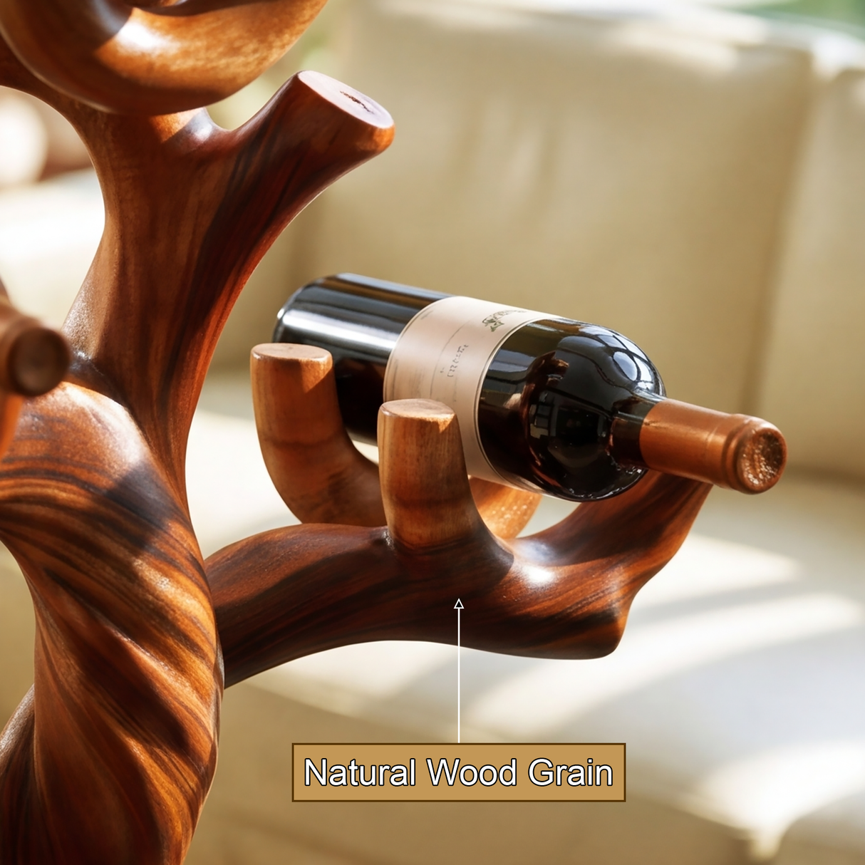 Elaroak Sculpted Solid Wood Wine Rack
