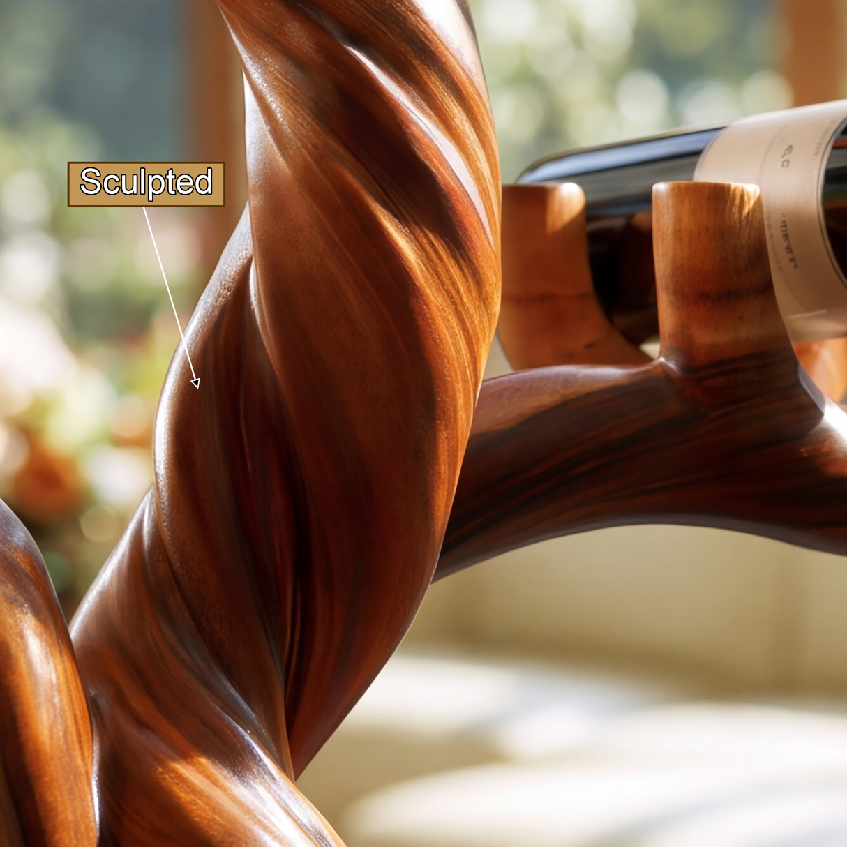 Elaroak Sculpted Solid Wood Wine Rack