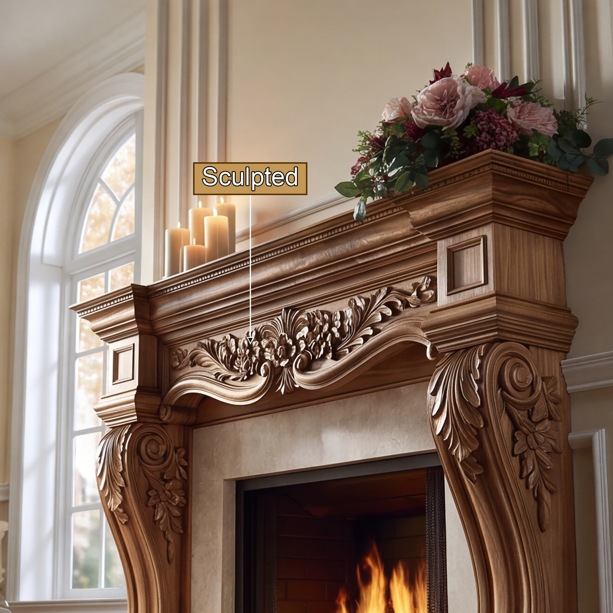Elaroque Handcrafted Solid Wood Fireplace Mantel Surround