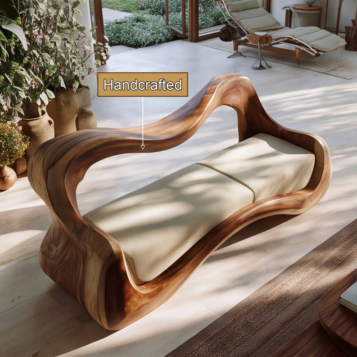 Elarwyn Handcrafted Sculpted Solid Wood Sofa - Timberustic Sofa