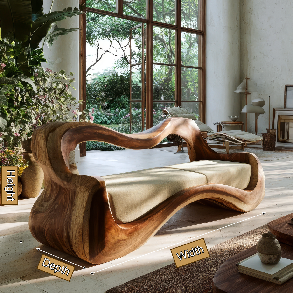 Elarwyn Handcrafted Sculpted Solid Wood Sofa - Timberustic Sofa