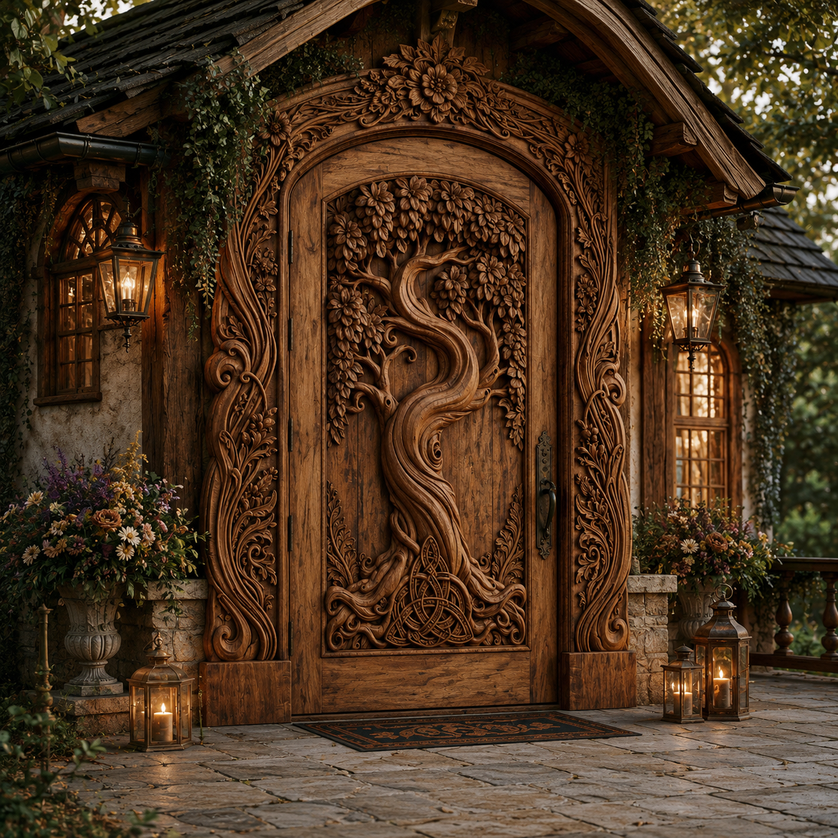 Elarwyn Sculpted Solid Wood Single Door