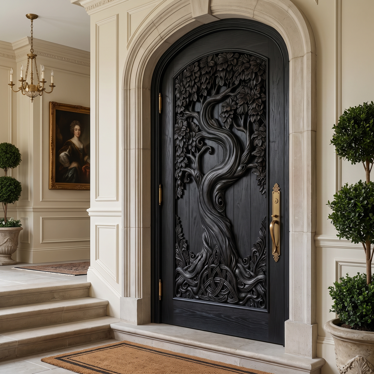 Elarwyn Sculpted Solid Wood Single Door Black - Timberustic Door