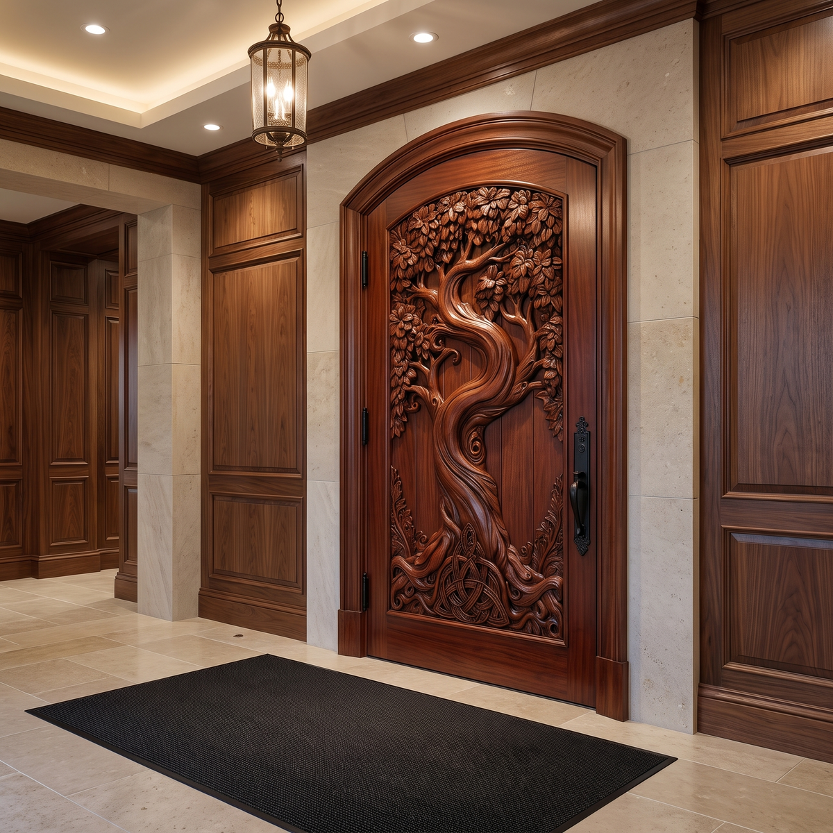 Elarwyn Sculpted Solid Wood Single Door Mahogany - Timberustic Door
