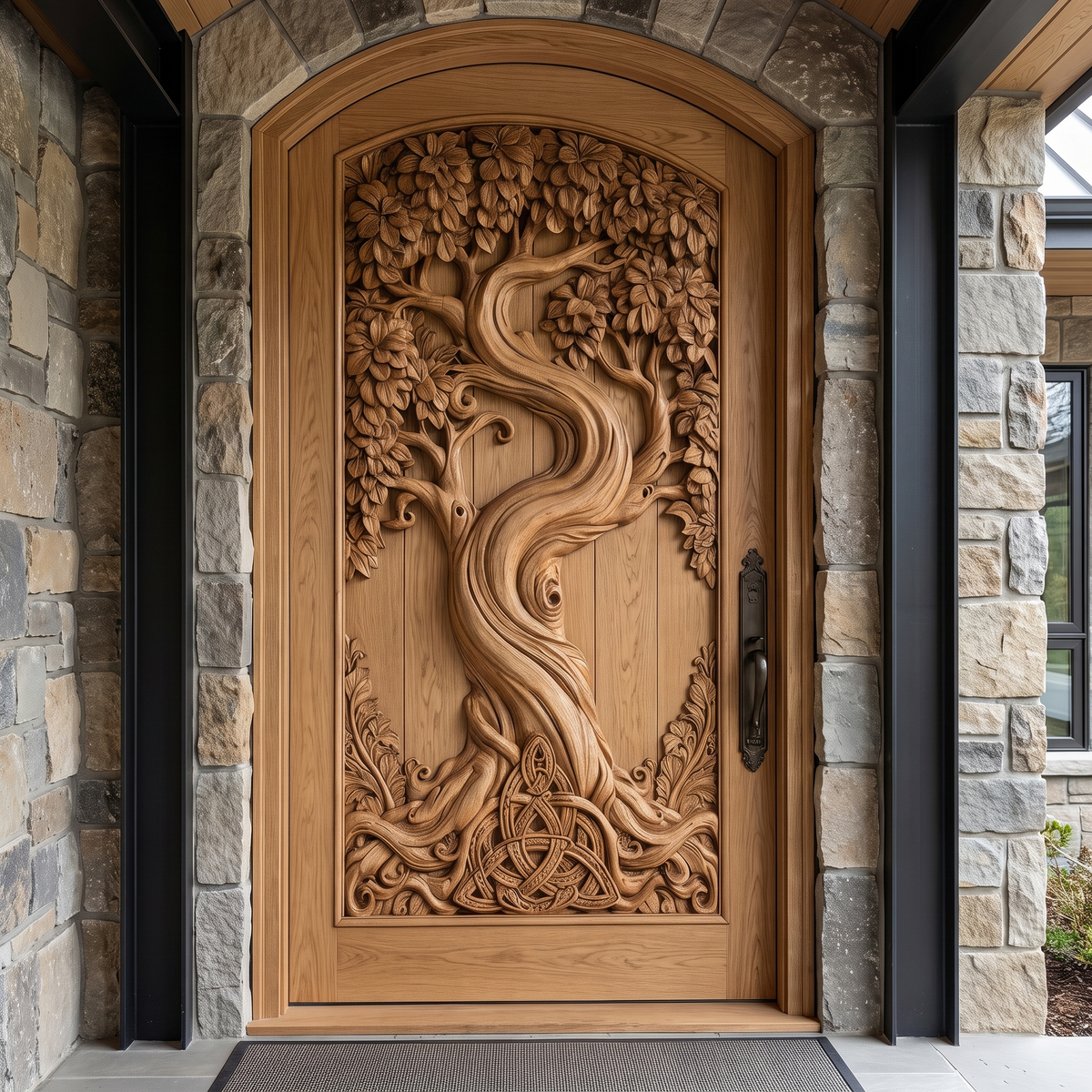 Elarwyn Sculpted Solid Wood Single Door Natural Oak - Timberustic Door