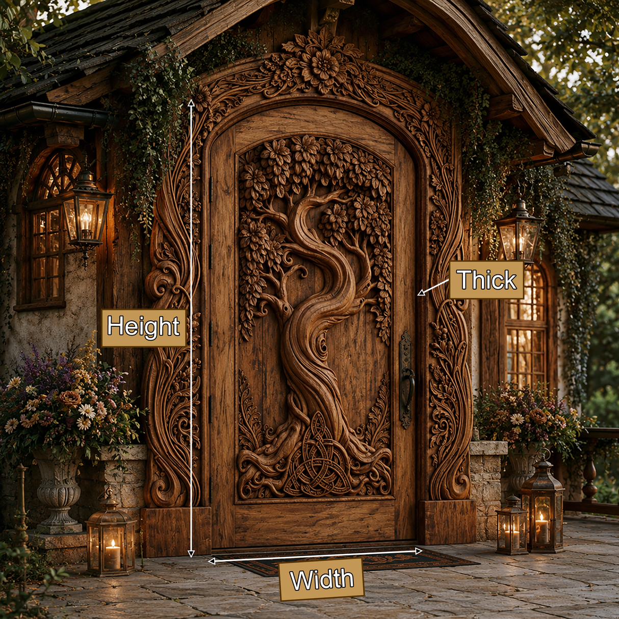 Elarwyn Sculpted Solid Wood Single Door