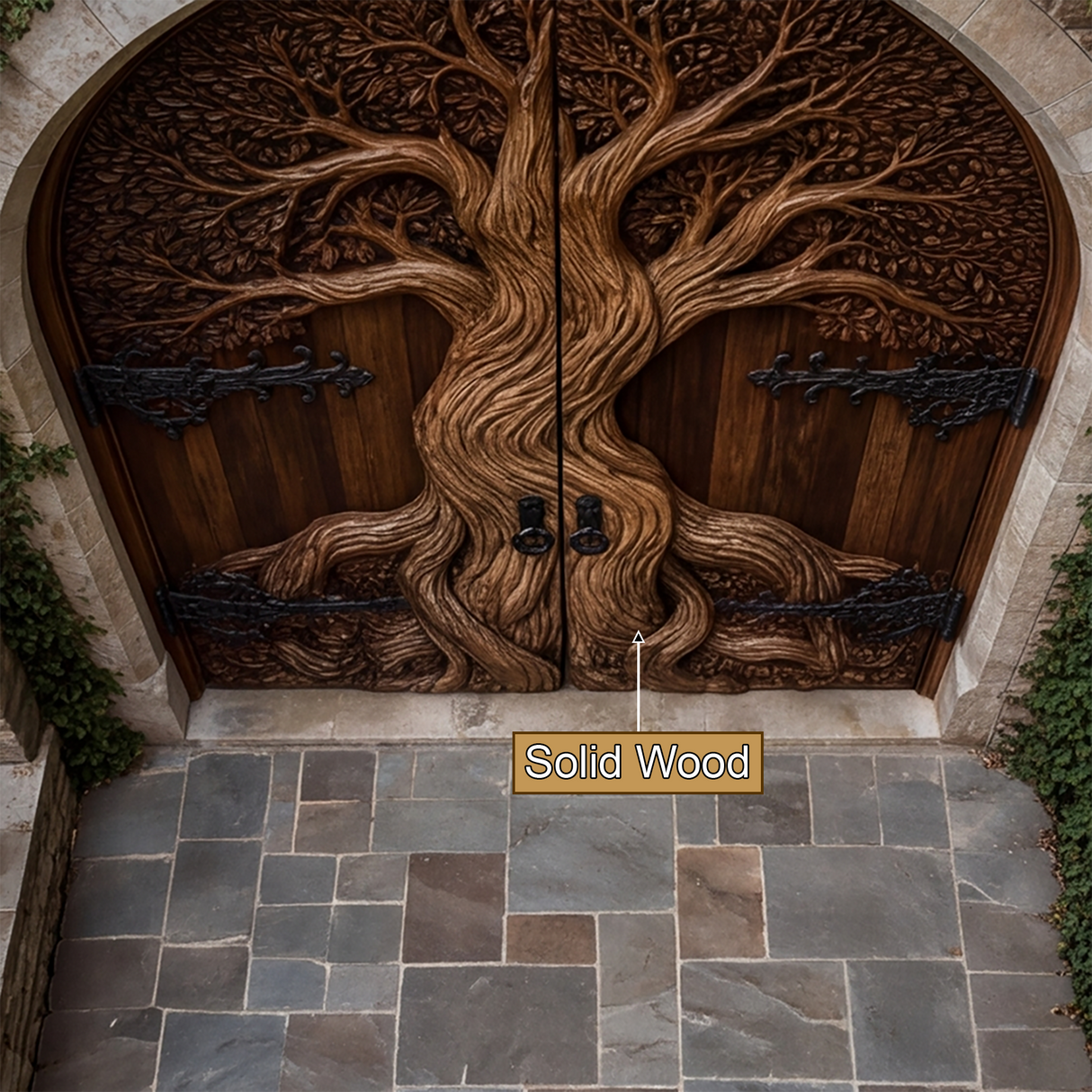Eldergrove Sculpted Solid Wood Double Door
