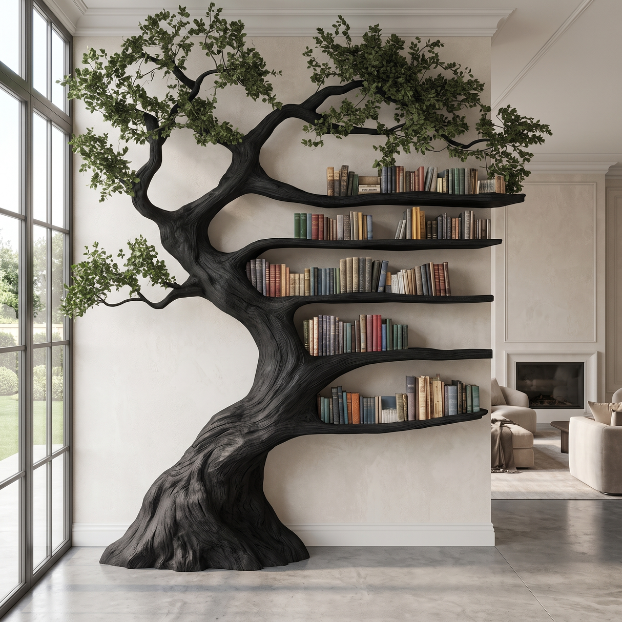 Eldergrove Sculpted Solid Wood Tree Bookshelf