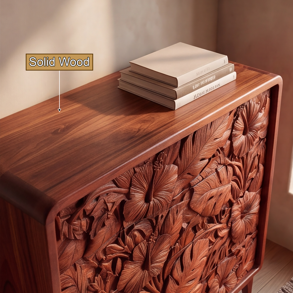 Floravelle Sculpted Solid Wood Sideboard Cabinet