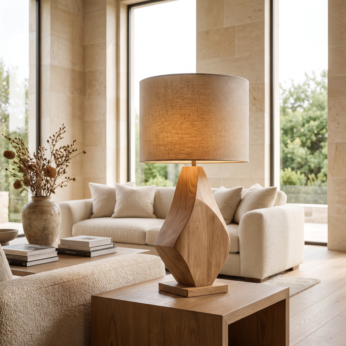Kaelith Handcrafted Solid Wood Table Lamp SPA029581 Natural Oak - Timberustic Table Lamp