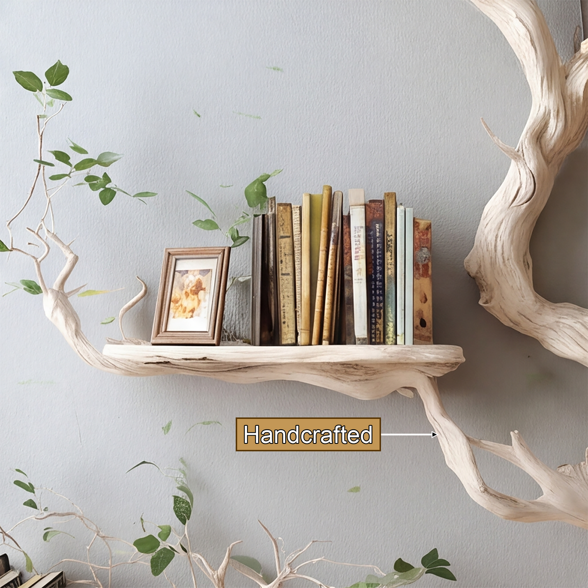 Lunareth Handcrafted Solid Wood Floating Tree Bookshelf - Timberustic Floating Tree Bookshelf