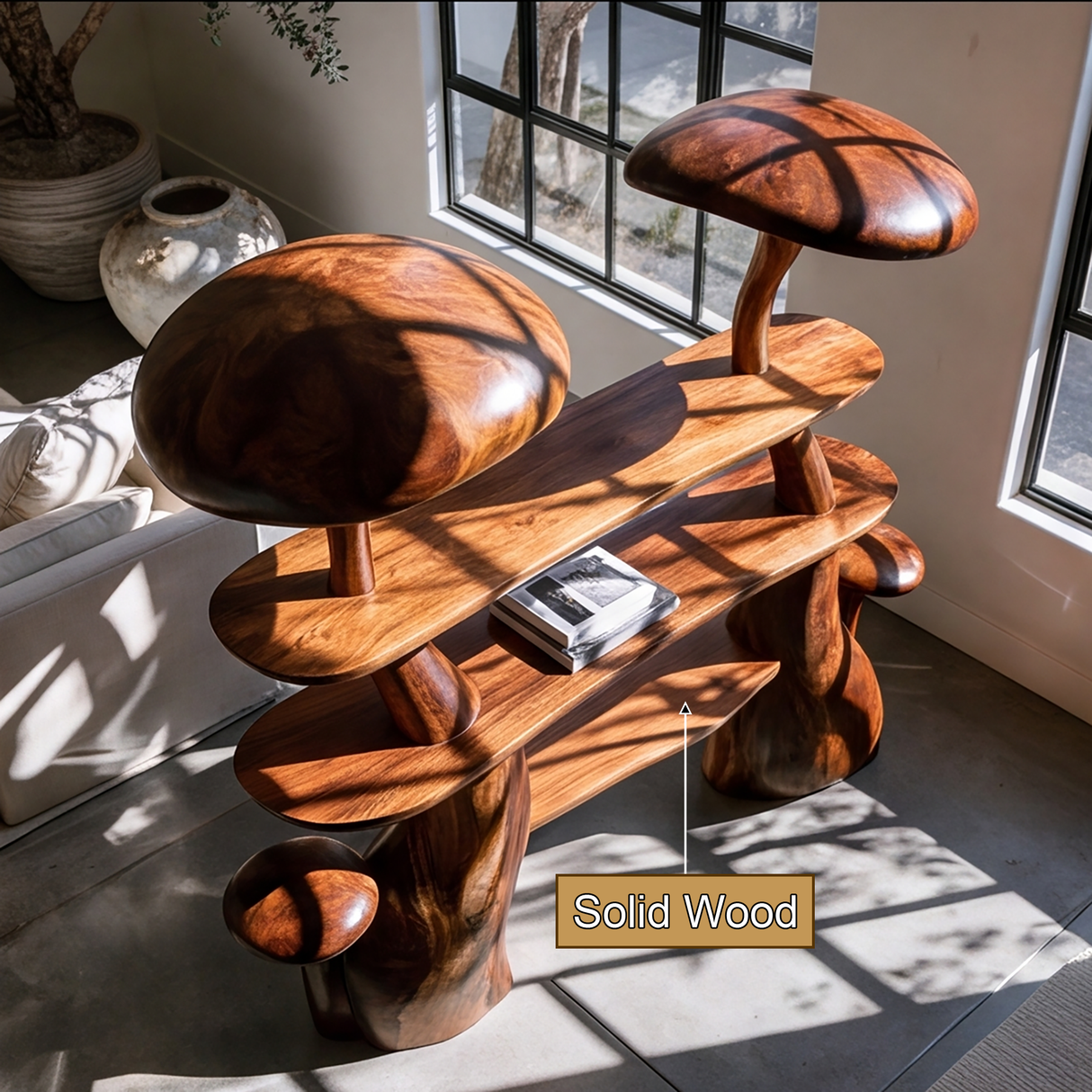 Mycelith Sculpted Solid Wood Mushroom Bookshelf