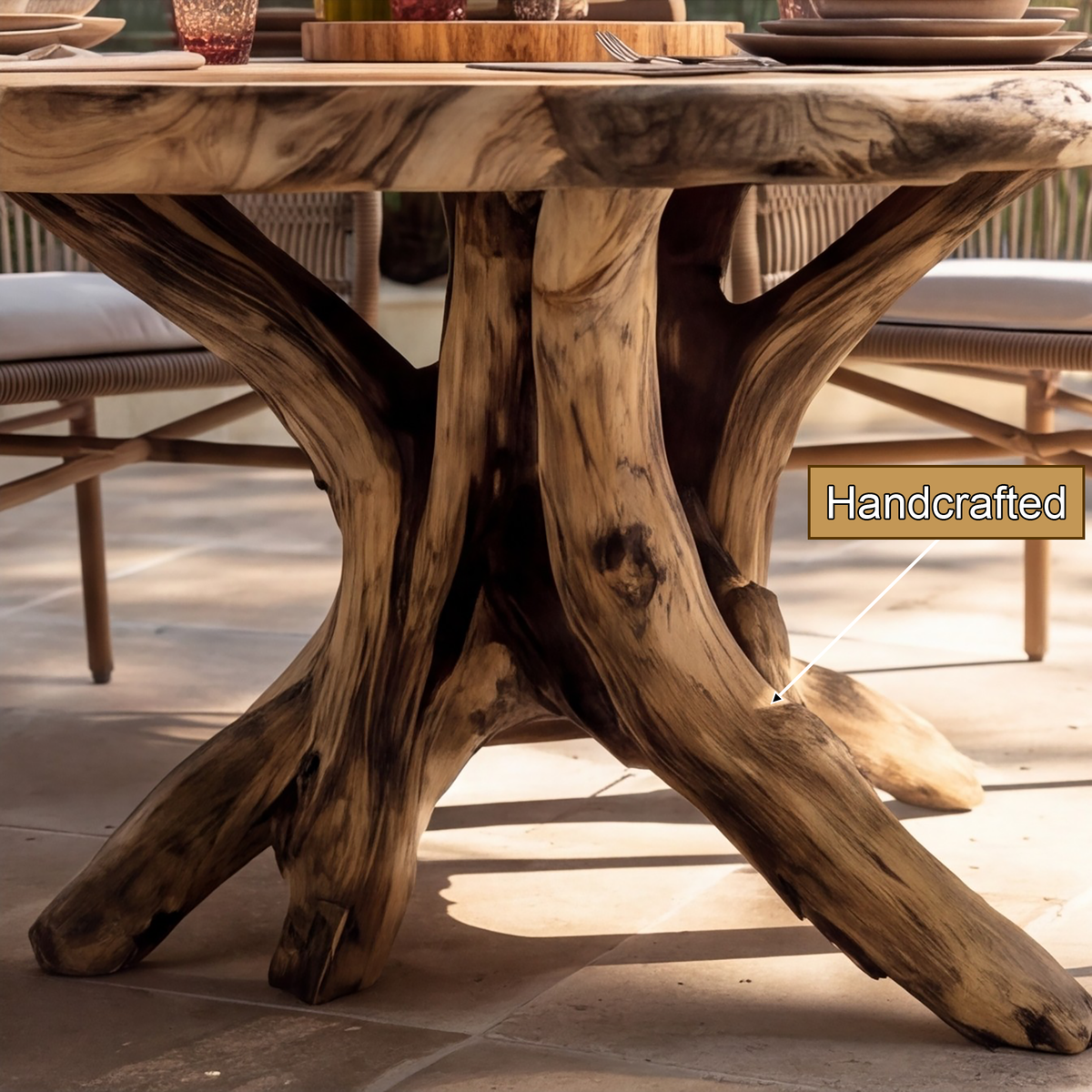 Natureroot Branchbase Solid Wood Round Dining Table - Timberustic Dining Table