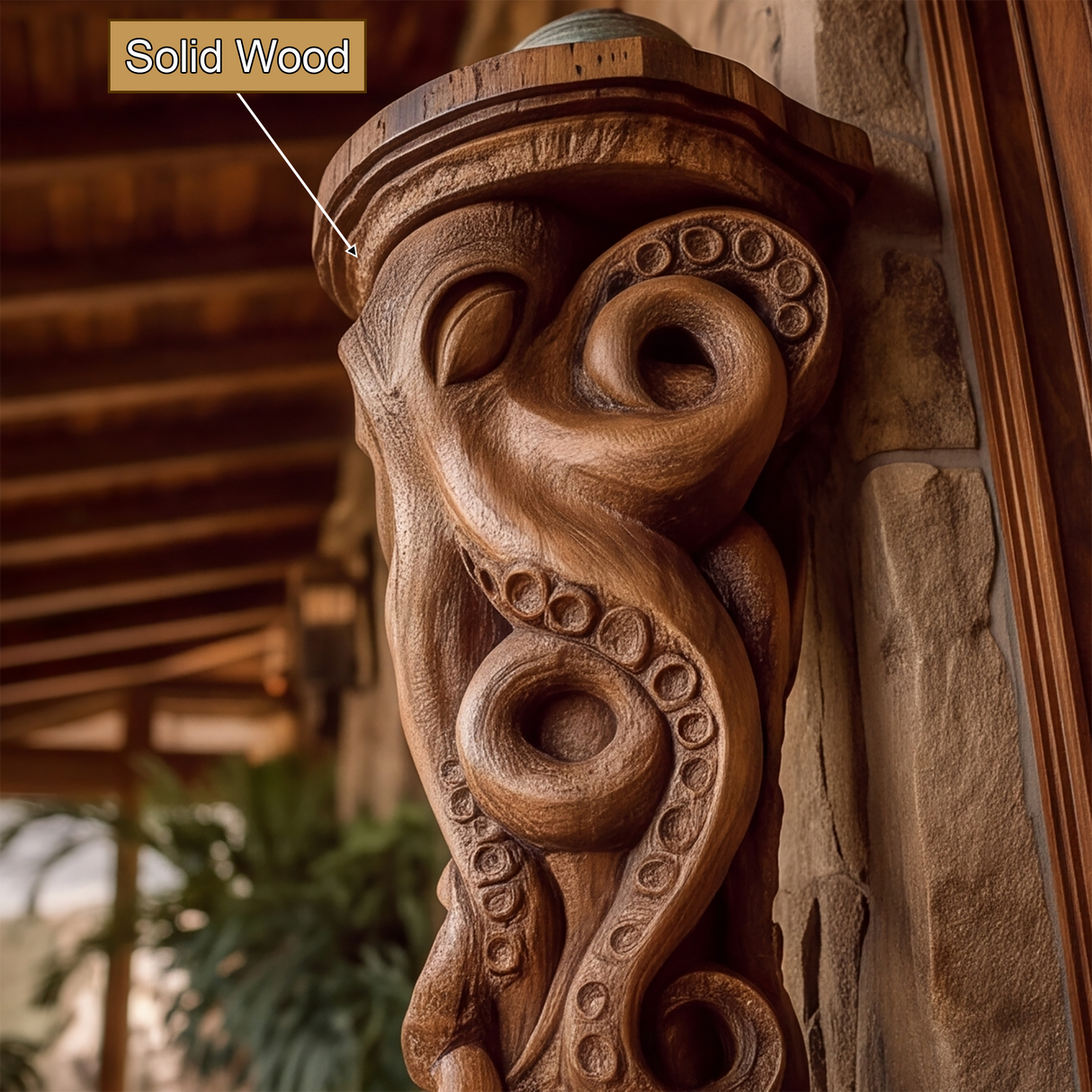 Nautivar Solid Wood Sculpted Pedestal Stand