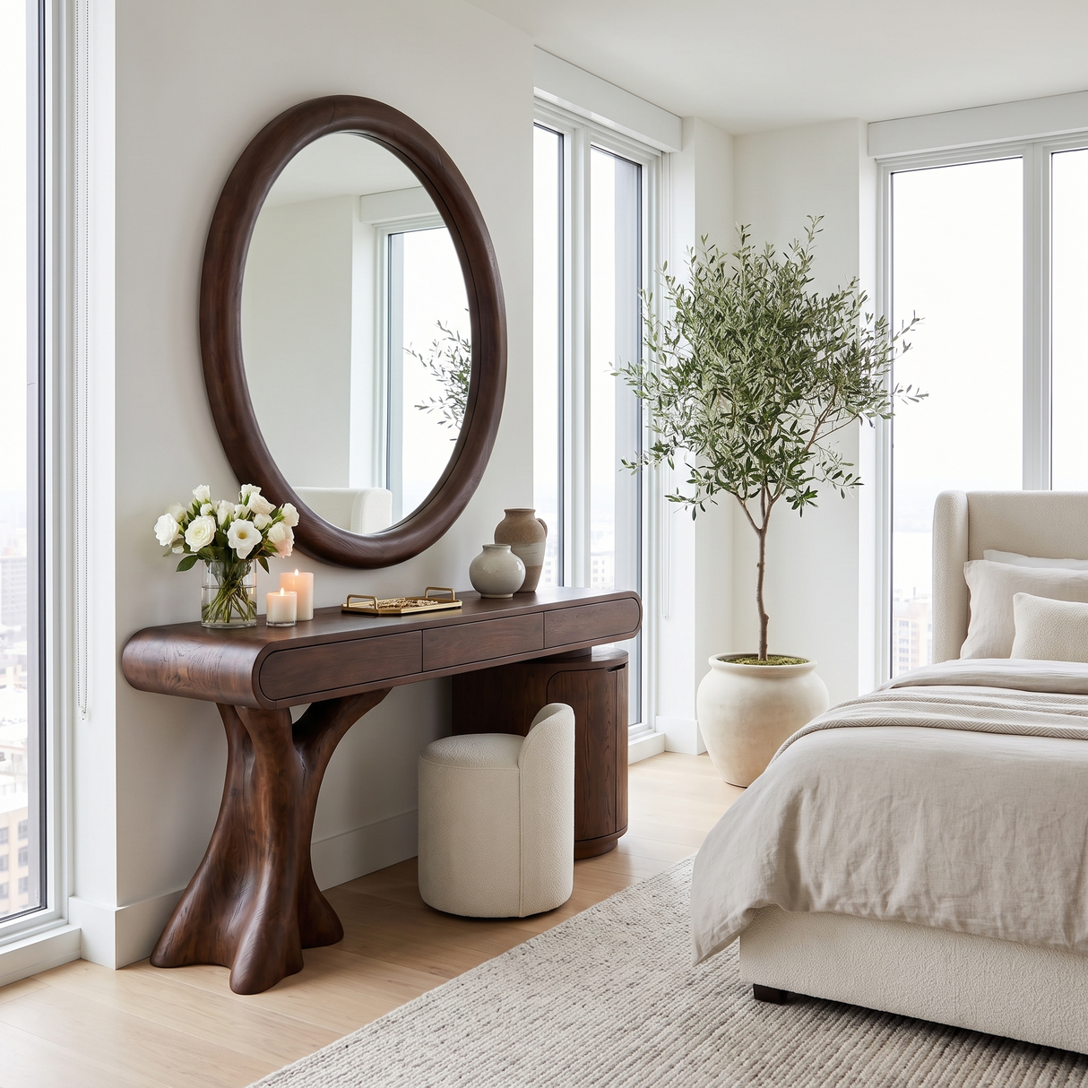 Noctara Handcrafted Solid Wood Cosmetic Table