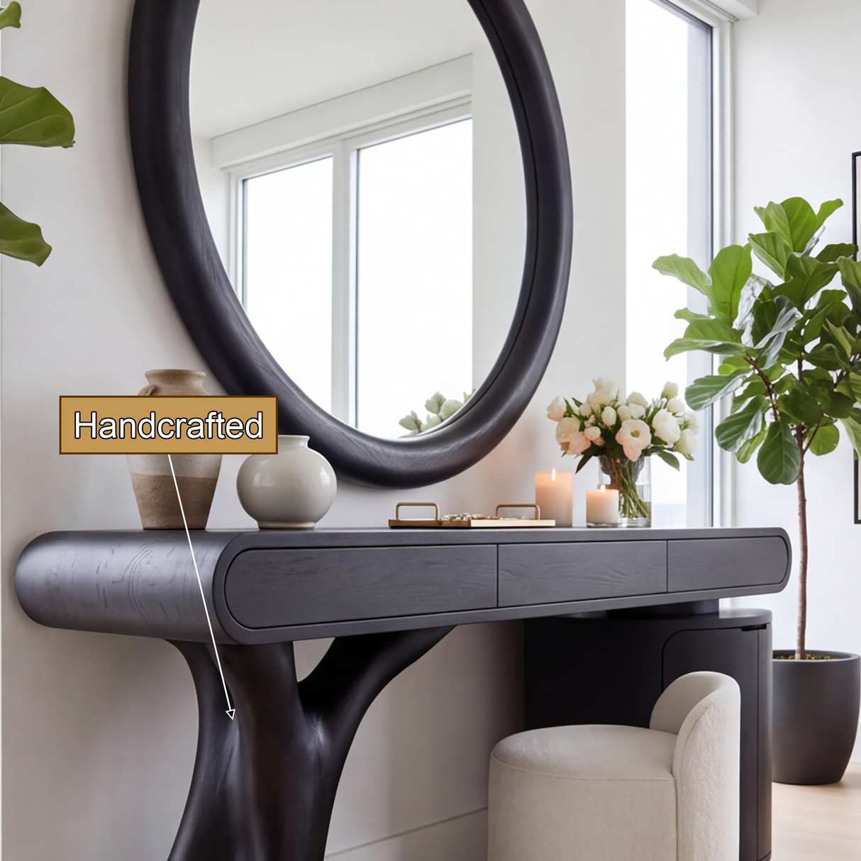 Noctara Handcrafted Solid Wood Cosmetic Table