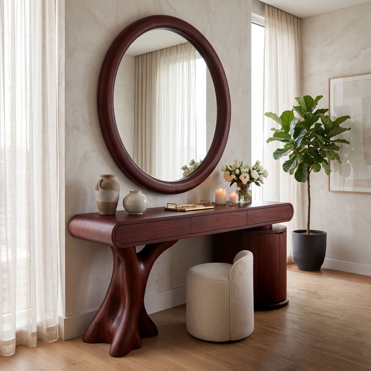 Noctara Handcrafted Solid Wood Cosmetic Table