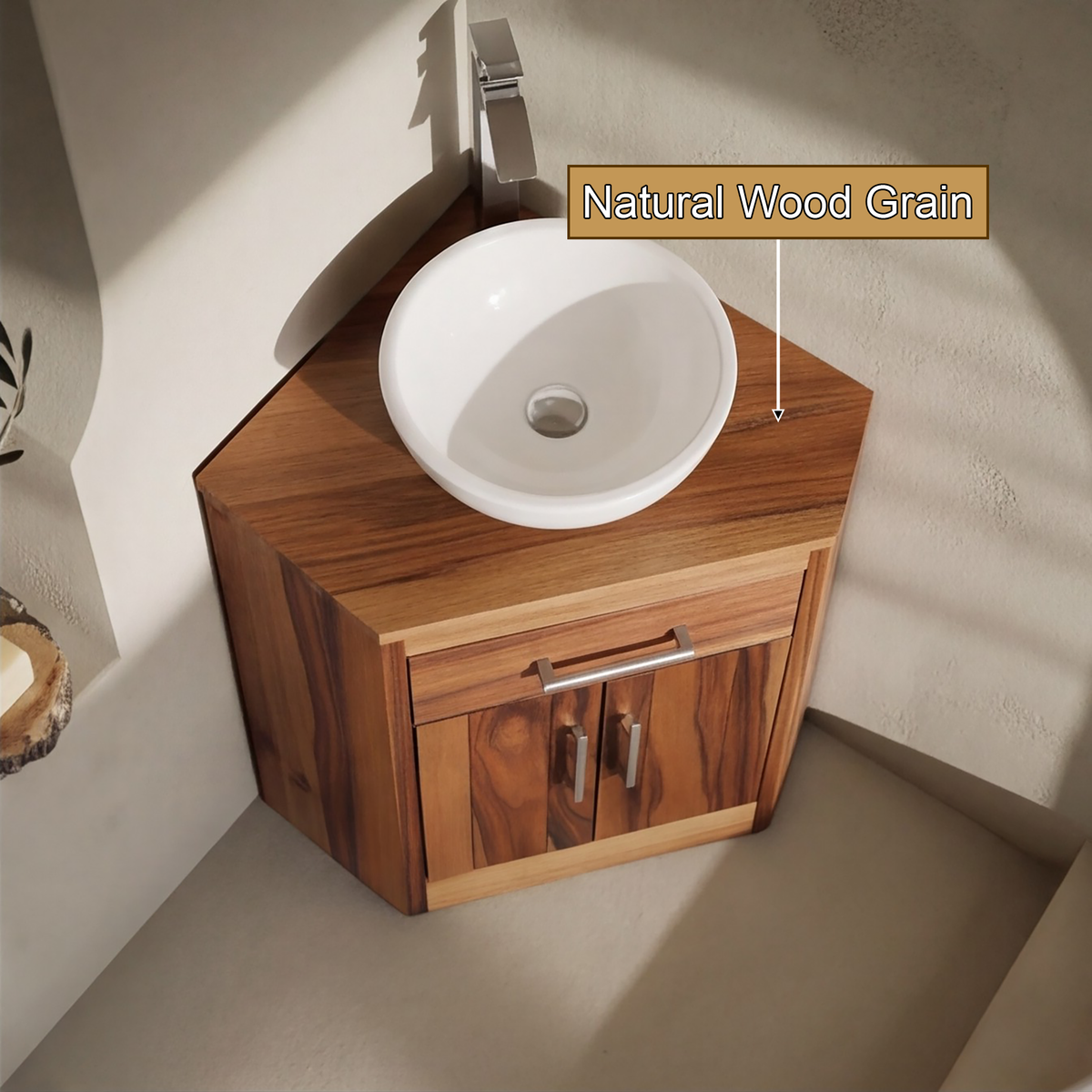 Nora Organic Modern Solid Wood Corner Bathroom Vanity - Timberustic Corner Bathroom Vanity