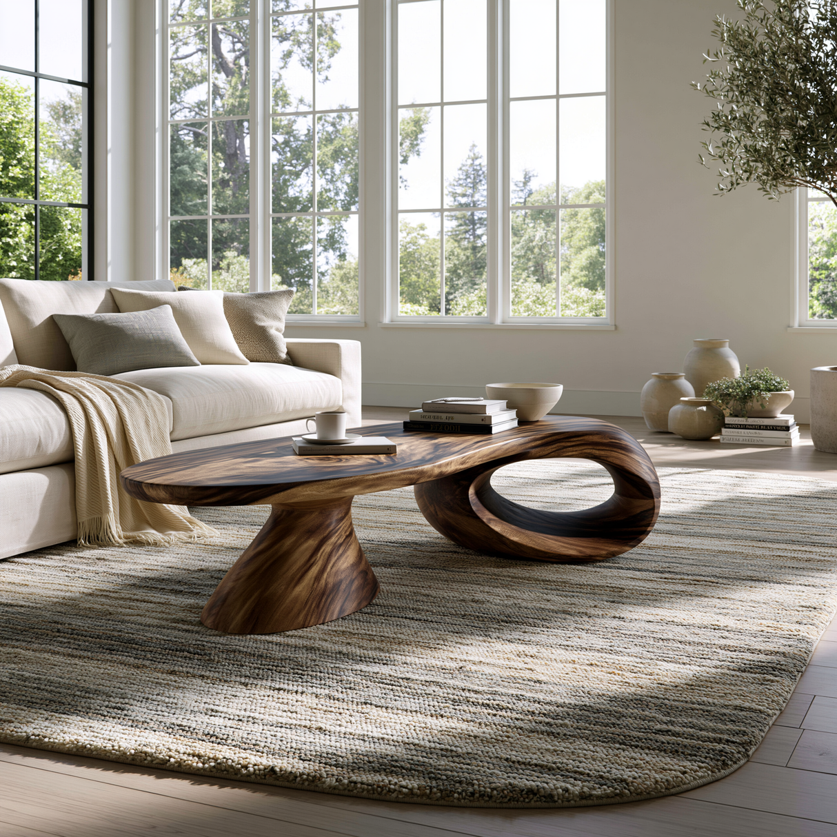 Norvayne Sculpted Solid Wood Coffee Table - TimbeRustic Coffee Table