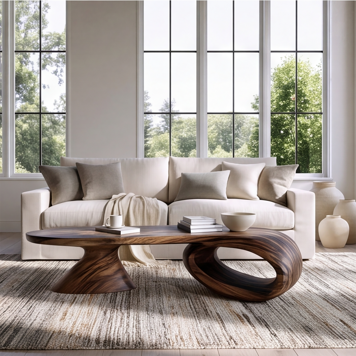 Norvayne Sculpted Solid Wood Coffee Table - TimbeRustic Coffee Table