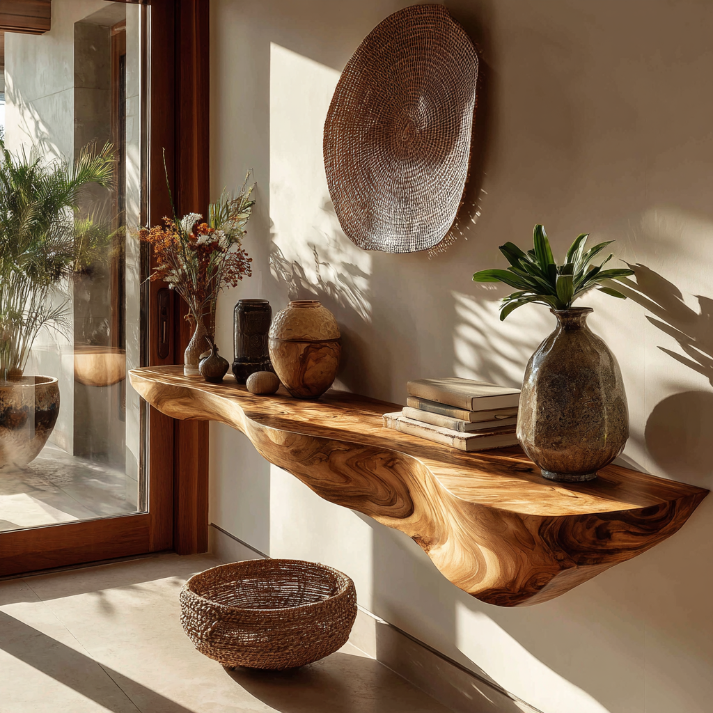 Norvelle Live Edge Solid Wood Floating Shelf
