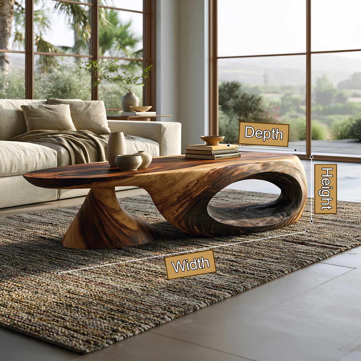 Noverra Sculpted Solid Wood Coffee Table SPA524812 - TimbeRustic Coffee Table