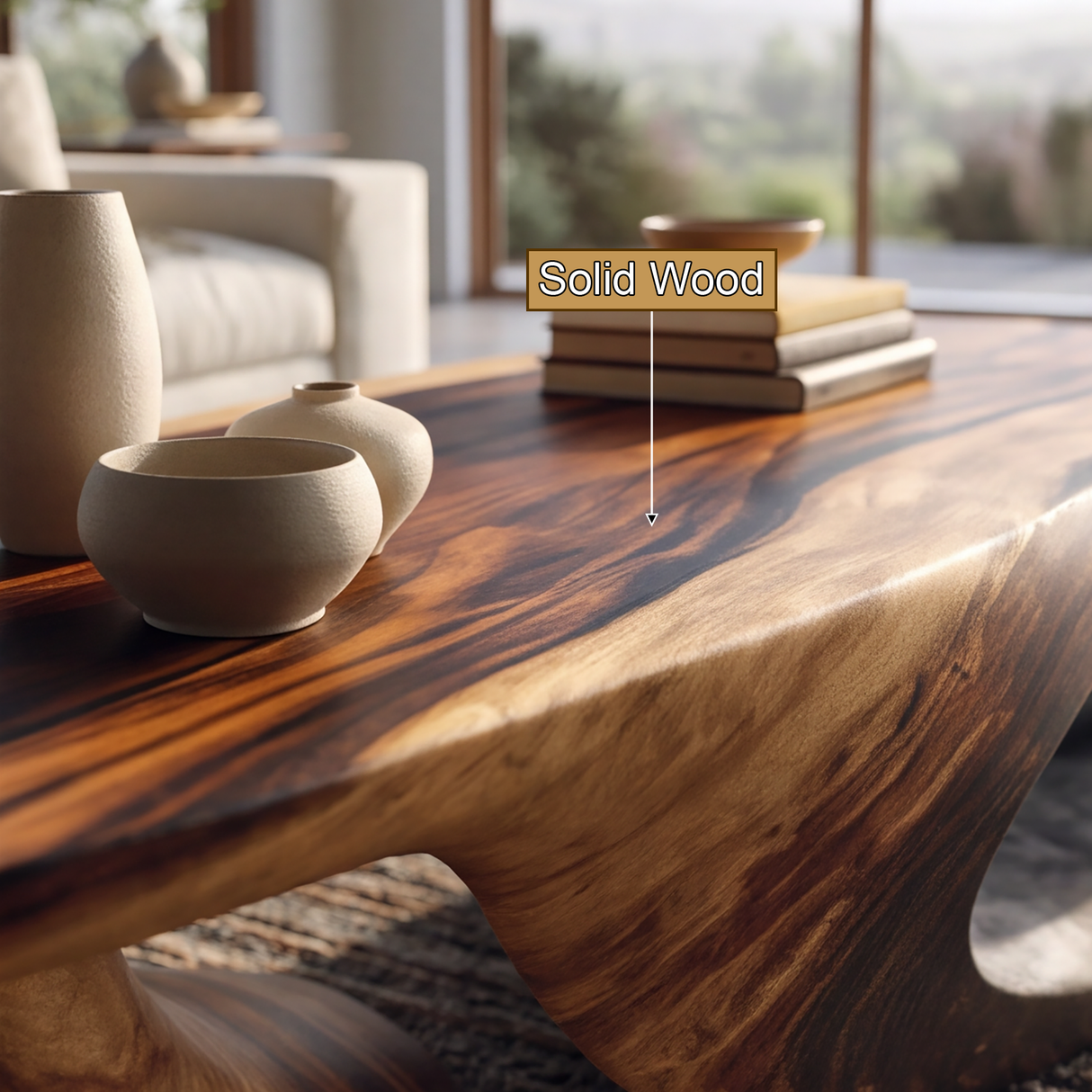 Noverra Sculpted Solid Wood Coffee Table SPA524812 - TimbeRustic Coffee Table
