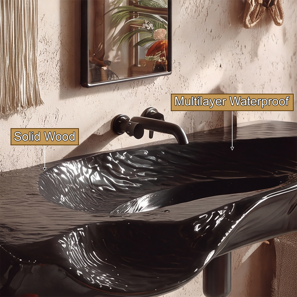 Nyxalith Floating Bathroom Vanity with Integrated Sink