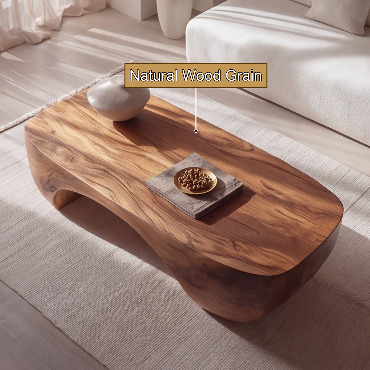 Organic Arch Solid Wood Coffee Table Japandi Contemporary - Timberustic Coffee Table