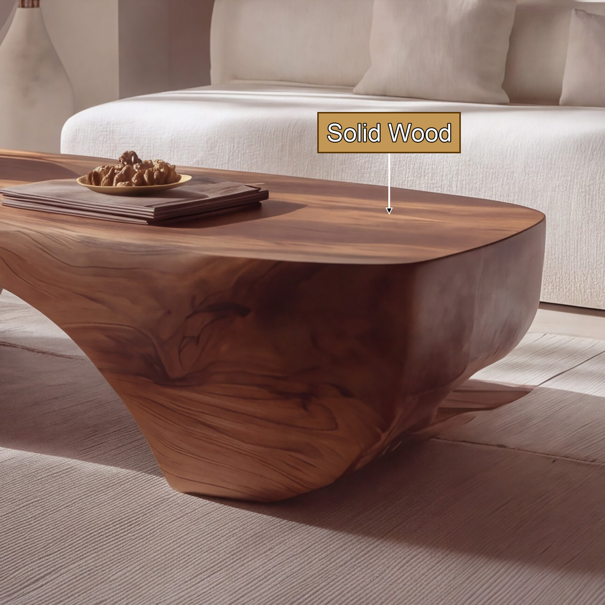 Organic Arch Solid Wood Coffee Table Japandi Contemporary - Timberustic Coffee Table