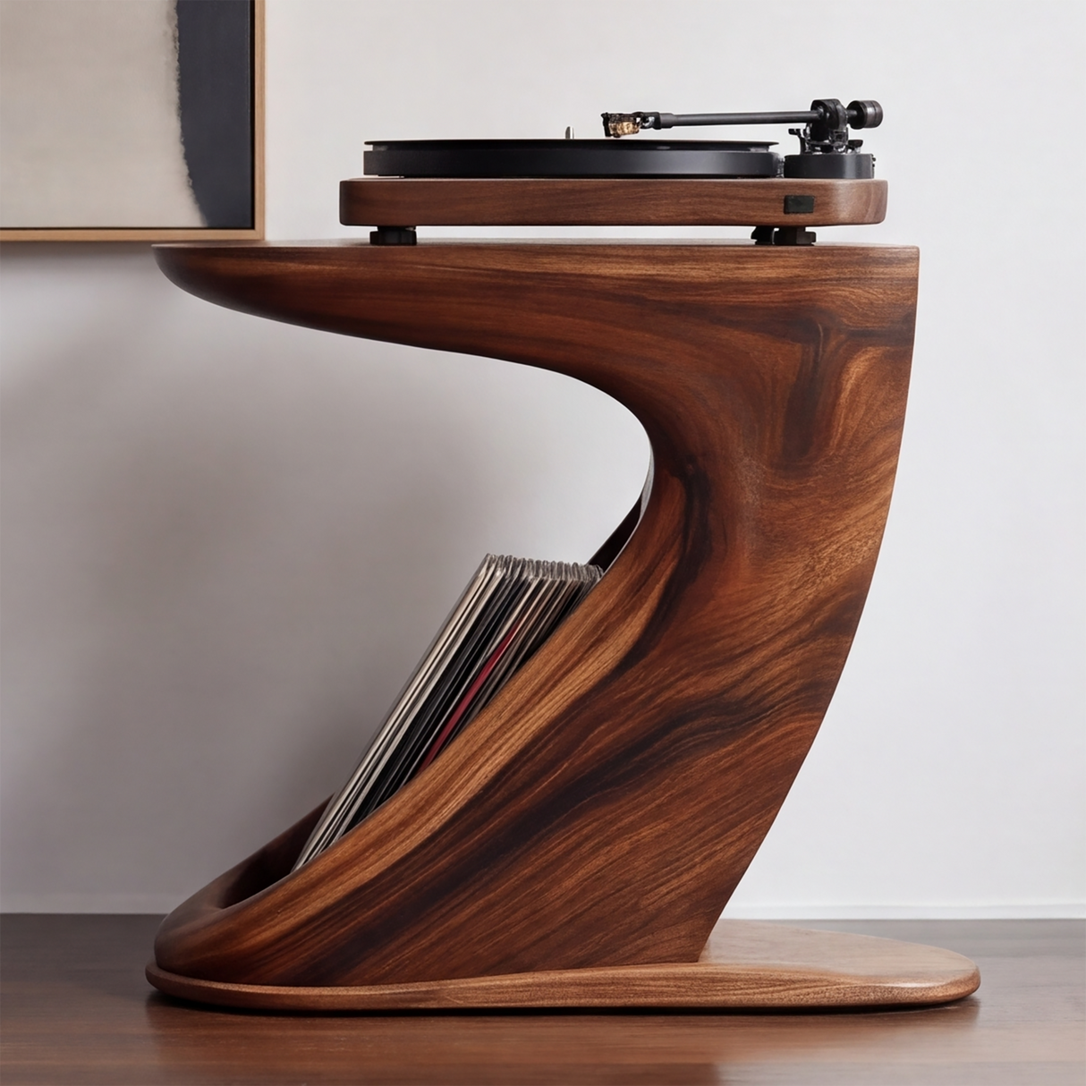 Orivane Handcrafted Solid Wood Record Player Stand - Timberustic Record Player Stand With Storage