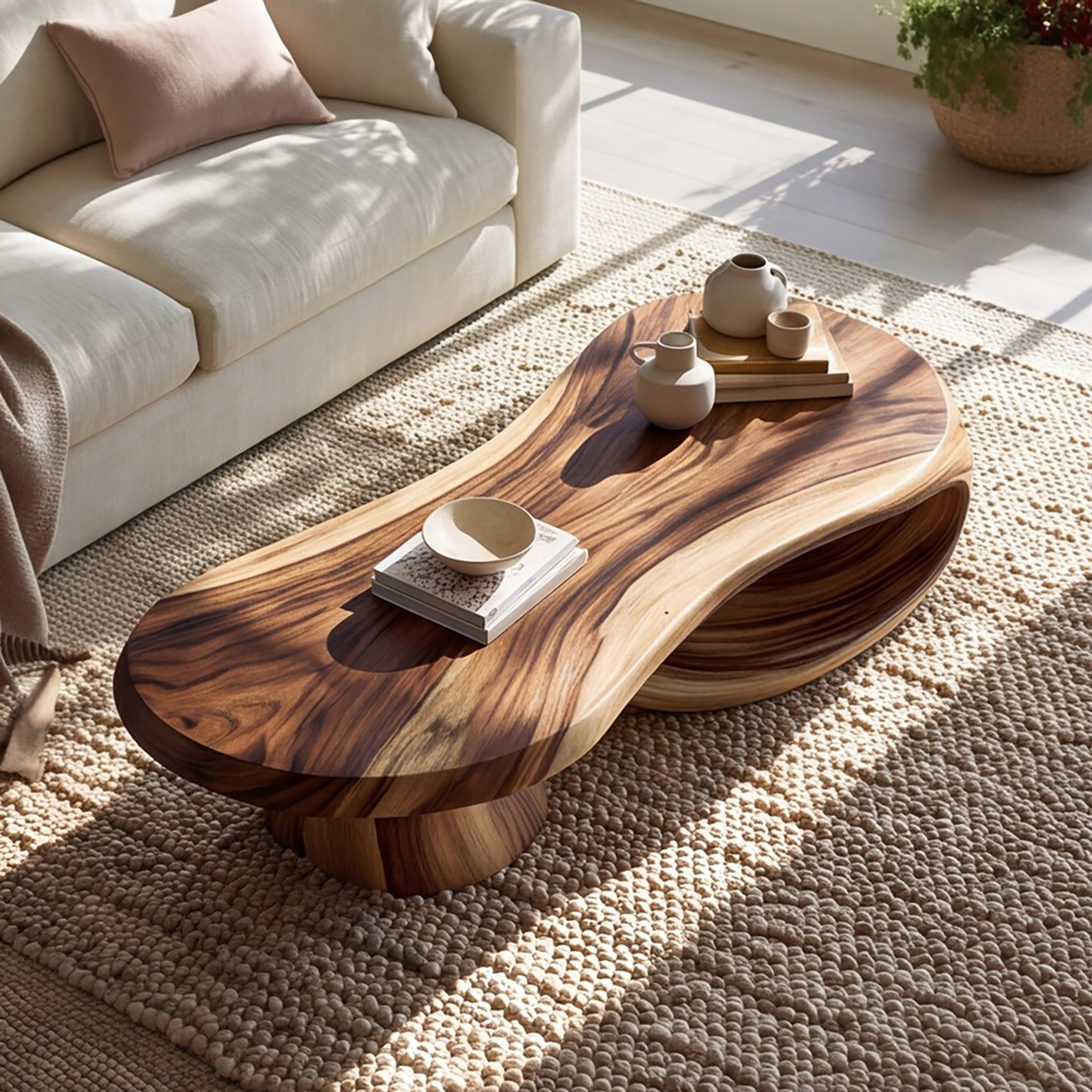 Orivane Sculpted Solid Wood Coffee Table - TimbeRustic Coffee Table
